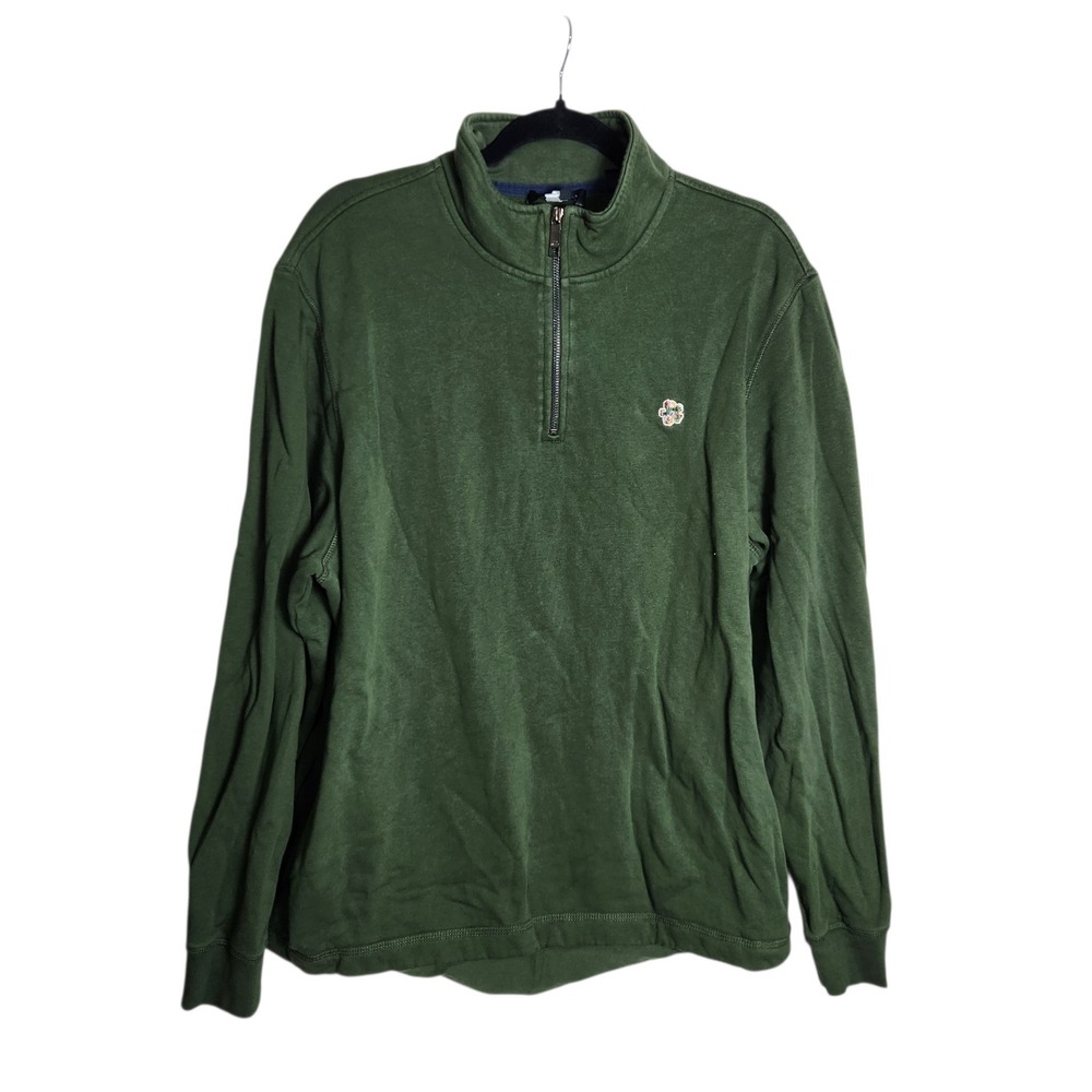 Ted Baker London Mens Green Quarter Zip Cotton Sweatshirt Size 6 XL Floral Logo